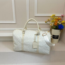 (White, 46*22*29) Retro Print Large Capacity Travel Bag Portable Short Distance Duffel Bag