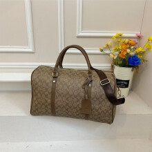 (Brown, 46*22*29) Retro Print Large Capacity Travel Bag Portable Short Distance Duffel Bag