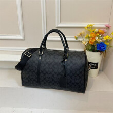 (Black, 46*22*29) Retro printed large-capacity travel bag, portable short-distance duffel bag