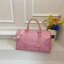 (Pink) Retro printed large-capacity bag, short-distance luggage bag