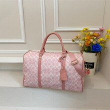 (Light pink) Retro printed large-capacity bag, short-distance luggage bag