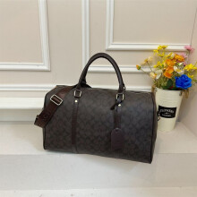 (Gray, 46*22*29) Retro printed large-capacity travel bag, portable short-distance duffel bag