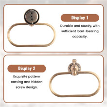 Oval Towel  Antique Brass Exquisite Pattern Carving Hanger Hand Towel Holder for Bathroom Kitchen Accessories