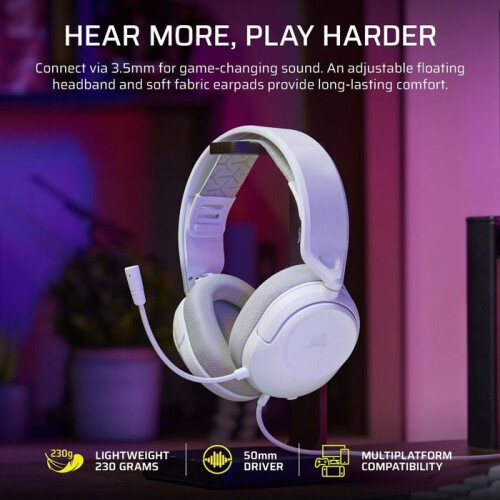 Corsair Bedrade gaming headset - CORSAIR - HS35 v3 - Wit - Jack 3,5 mm - Omnidirectionele microfoon 2