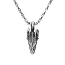 Men's Dragon Head Pendant Necklace Hip Hop Punk Stainless Steel Streetwear Jewelry Chain