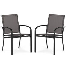 Gartenstuhl-Set - Stapelbar, atmungsaktiver Stoff, Grau