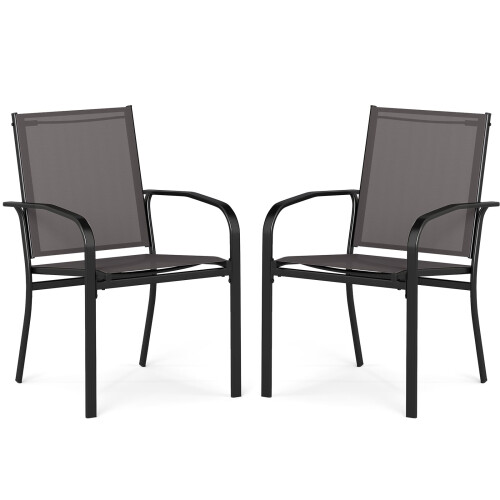 Gartenstuhl-Set - Stapelbar, atmungsaktiver Stoff, Grau