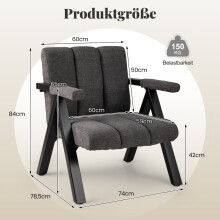 Grauer Lounge-Sessel mit Armlehnen und Metallgestell