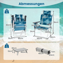 Klappbare Strandstühle mit Tisch, verstellbarer Rückenlehne, Blau
