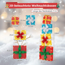 LED-Weihnachtsgeschenkbox-Set - 4 mehrfarbig beleuchtete Boxen
