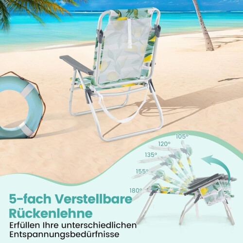 Opklapbare strandstoelen met tafel, verstelbare rugleuning, groen 2