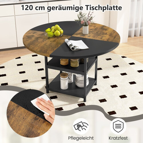 Runder Esstisch mit Stauraum, 120 cm, Metallgestell 2