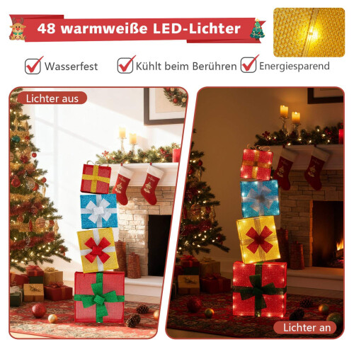 LED-Weihnachtsgeschenkbox-Set - 4 mehrfarbig beleuchtete Boxen 2