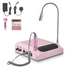 Misvayli 4-in-1 Nail Dust Extractor with 80W Vacuum, 30000RPM Electric Nail File, 5W LED Lamp, Hand Pillow, 6 Bits & Reusable Filter