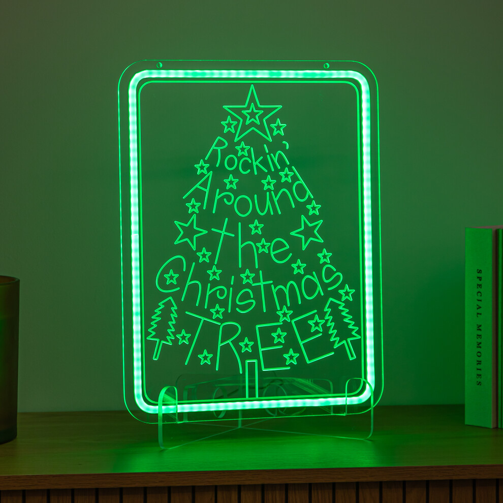 Three Kings 40Cm Usb Powered Green Neon Rockin' Around The Christmas Tree Led Sign