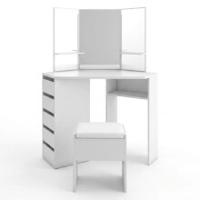 Dressing Table Vanity Makeup Desk Set with LED Mirror Stool 5 Drawer