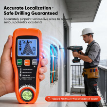 Stud Finder Wall Scanner, 7-in-1 Stud Detector with LCD Display, Metal & Wood Detector, Live Wire Detector, Bubble Level for DIY