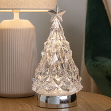25cm Glitter Christmas Tree Water Spinner with Warm White & Colour Changing LEDs