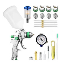 4 Nozzles HVLP Gravity Feed Air Paint Spray Gun Kit 1.4mm 1.7mm 2.0mm 2.5mm