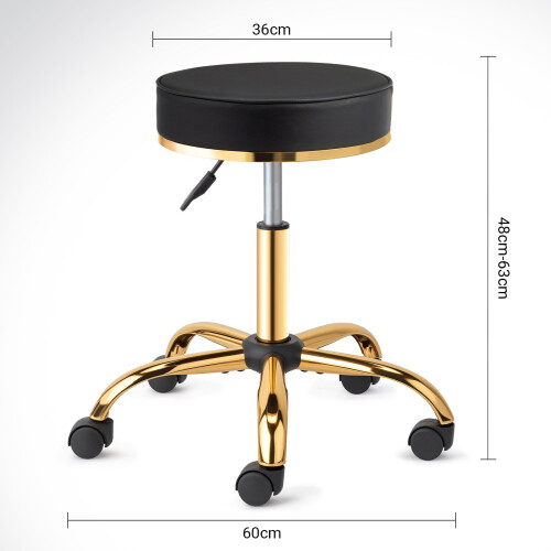 Swivel Chair With Gold-Plated Five-Star Base, Adjustable Black Technician Stool 1