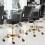 Swivel Chair With Gold-Plated Five-Star Base, Adjustable Black Technician Stool 3