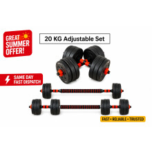 20KG Versatile Dumbbell & Barbell Kit – Adjustable Weights for Home Gym Workouts