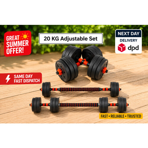 20KG Versatile Dumbbell & Barbell Kit – Adjustable Weights for Home Gym Workouts 1