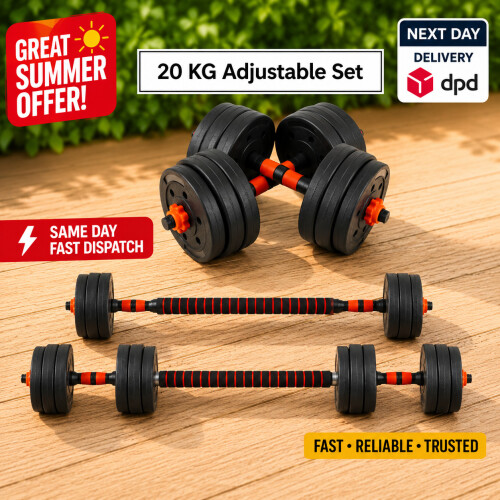 20KG Versatile Dumbbell & Barbell Kit – Adjustable Weights for Home Gym Workouts 2