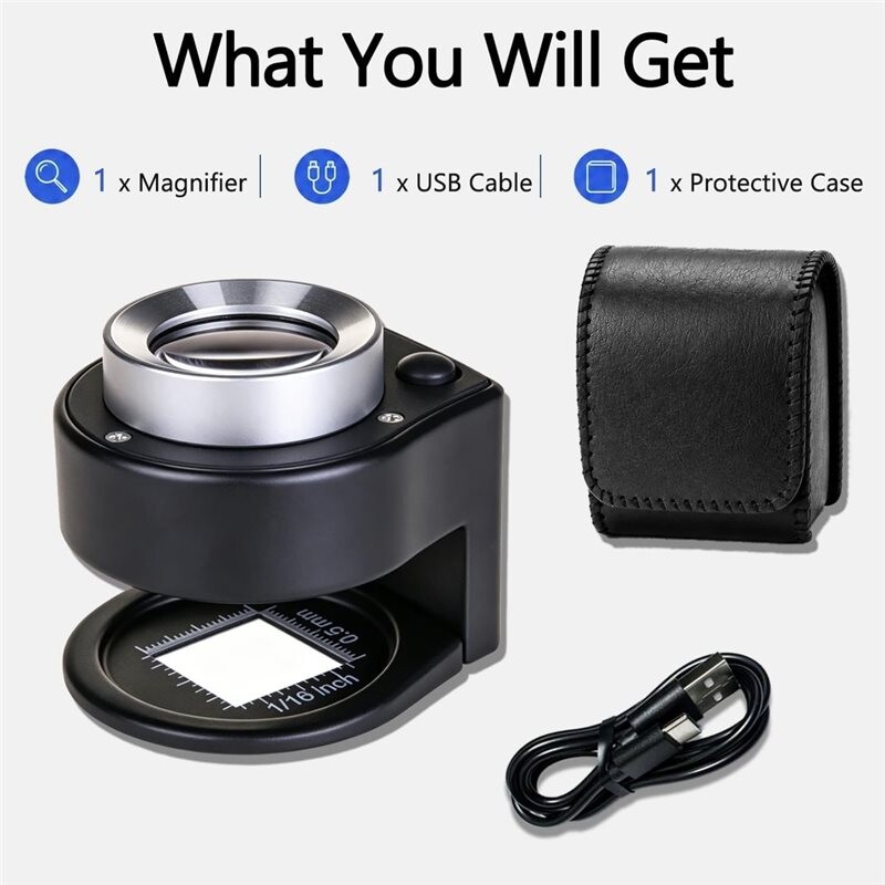 30X Rechargeable Desktop Jewelers Loupe with LED & UV Light Desktop ...