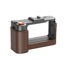 Vintage Leather Case Camera Cage with Hand Grip for  Osmo Action 6 Street Photography