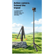 Extendable Tripod Stand with 1/4 Thread Handle Grip Portable Selfie Stick for Pocket3/Action/ Ace/X Series