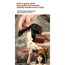 Vintage Leren Camerakooi met Handgreep voor voor Osmo Action 6 Straatfotografie
