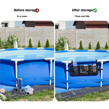 Pool Float Storage Bag Hanging Mesh Organizer for Fences & Above Ground Pools, Pool Storage Bag