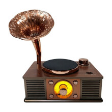 Retro Gramophone Speaker Wooden Box Wireless Speaker Outdoor for Sound System TF FM Radio Music MP3