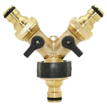 Brass 3/4" Female 2 Way Tap Water Splitter 16mm Nipple Garden Tap Y Quick Connector Irrigation Valve Hose Pipe Adapter