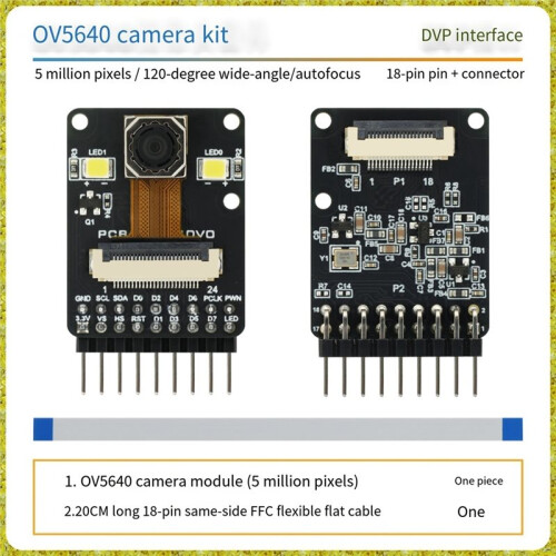 5MP OV5640 Camera Module AF 120 Degrees Wide Angle 18PIN Spacing DVP Interface CMOS Image Sensor Camera 2