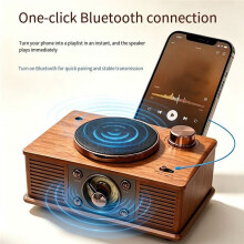 Retro Gramophone Speaker Wooden Box Wireless Speaker Outdoor for Sound System TF FM Radio Music MP3