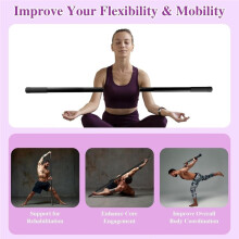 1,5 M Langer Yogastab - Robuster, Verstellbarer Stahlstab für Mehr Beweglichkeit, Flexibilität und Balance. Rutschfeste Enden und Schaumstoffgriffe.