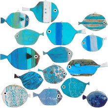 Wooden Fish Wall Decor Nautical Hanging Ocean Coastal,Classic School of Fish Wall Art, Rustic Beach Decor for Lake House