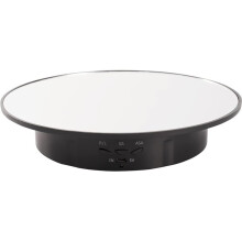 Motorized Display Stand - 7.87" Rotating Platform with Mirror Cover, USB Charging Port, 22 Lbs Load Capacity BLACK