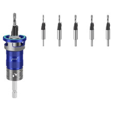 1 Set 4-Snijdige Verzinkboor met Diepte-Aanslag voor Semi-Automatische Diepte-Instelling voor Hout en Metaal, Verstelbare Boor B