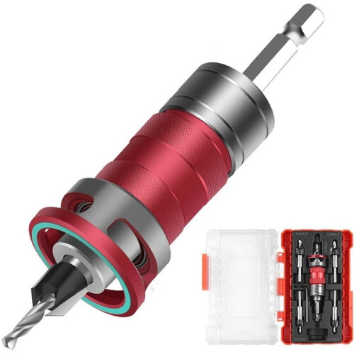 1set 4-Flute Countersink Drill Bit with Depth Stop for SEMI-Automatic Depth Adjustment for Wood Metal Adjustable Drill C 2