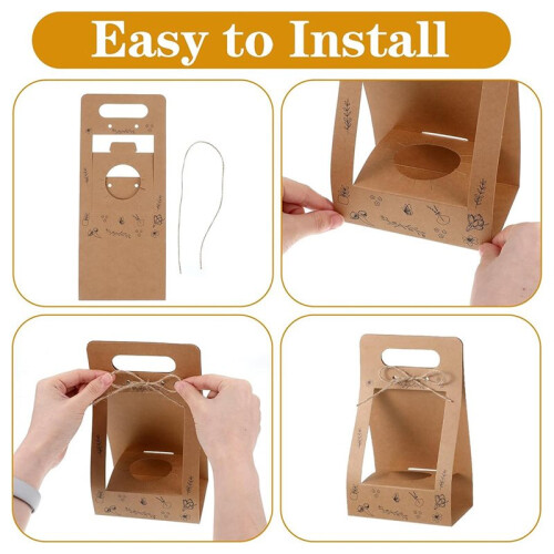 Pacote com 36 Sacos de Papel para Embrulhar Plantas em Vasos, Caixa de Presente para Vasos de 7,6 cm (3 Polegadas), Lembrancinhas e Presentes para 1