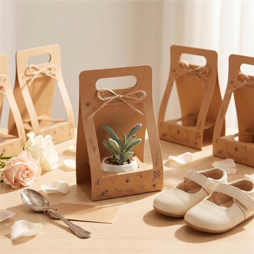 Pacote com 36 Sacos de Papel para Embrulhar Plantas em Vasos, Caixa de Presente para Vasos de 7,6 cm (3 Polegadas), Lembrancinhas e Presentes para