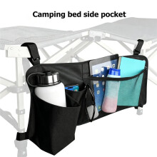Pochette de Rangement Latérale pour Fauteuil de Camping Inclinable, Pochette avec Poche en Filet, Sac de Rangement Latéral pour Chariot