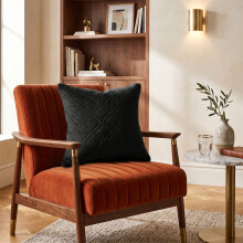 (1X, BLACK) Premium Diamond Design Velvet Filled Cushion