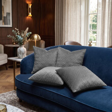 (4X, GREY) Premium Diamond Design Velvet Filled Cushion
