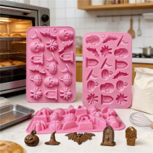 2 stuks voor bakvormen, siliconen taartvormen, chocoladevormen, snoepvormen, Halloween, Skull Spider Halloween-serie