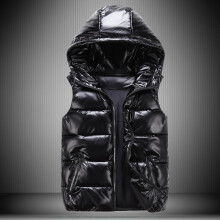(4XL, Black) Unisex Shiny Waterproof Sleeveless Jacket Lightweight Puffer Vest