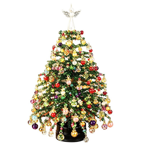 Kit de Enfeites de Natal com Miçangas para Topo de Árvore de Natal 01 Verde
